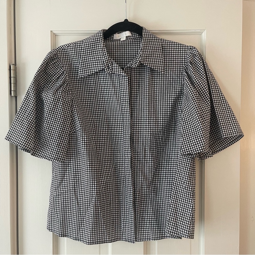 Anthropologie black and white gingham top